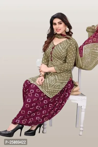 Crepe Printed Dress Material with Dupatta-thumb0