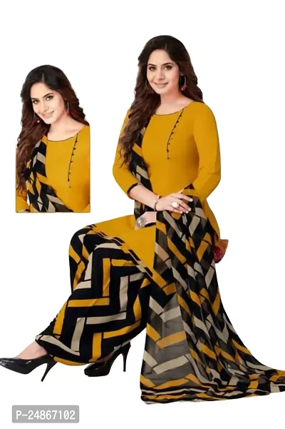 Beautiful American Crepe Printed Dress Material with Dupatta-thumb0