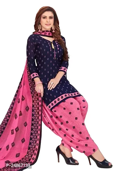 Beautiful American Crepe Printed Dress Material with Dupatta-thumb0