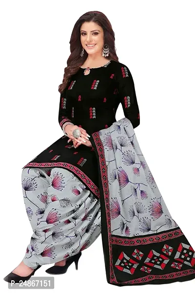 Beautiful American Crepe Printed Dress Material with Dupatta-thumb0