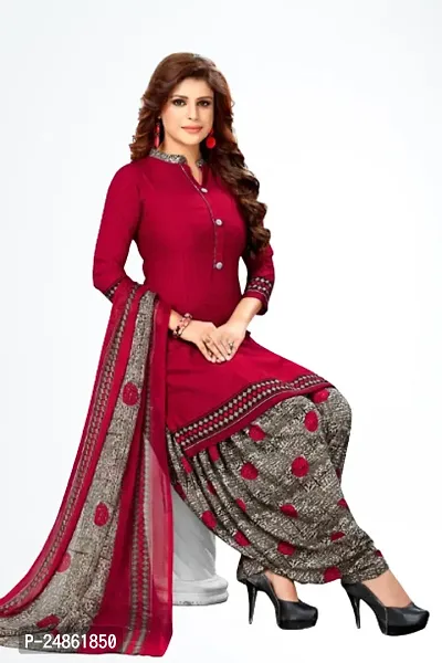 Beautiful American Crepe Printed Dress Material with Dupatta