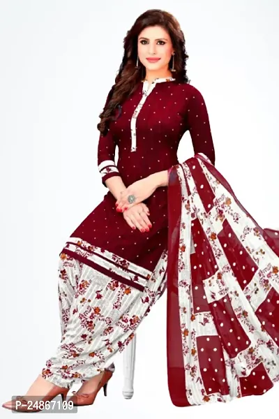 Beautiful American Crepe Printed Dress Material with Dupatta-thumb0