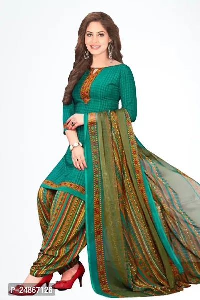 Beautiful American Crepe Printed Dress Material with Dupatta-thumb0