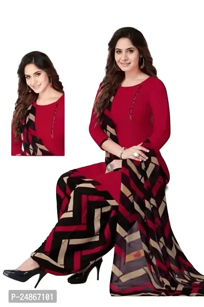 Beautiful American Crepe Printed Dress Material with Dupatta-thumb0