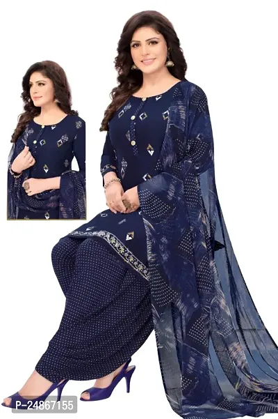 Beautiful American Crepe Printed Dress Material with Dupatta-thumb0