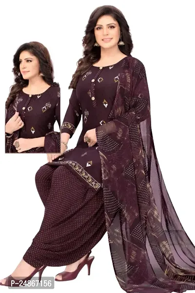 Beautiful American Crepe Printed Dress Material with Dupatta-thumb0