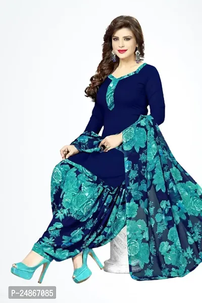 Beautiful American Crepe Printed Dress Material with Dupatta-thumb0