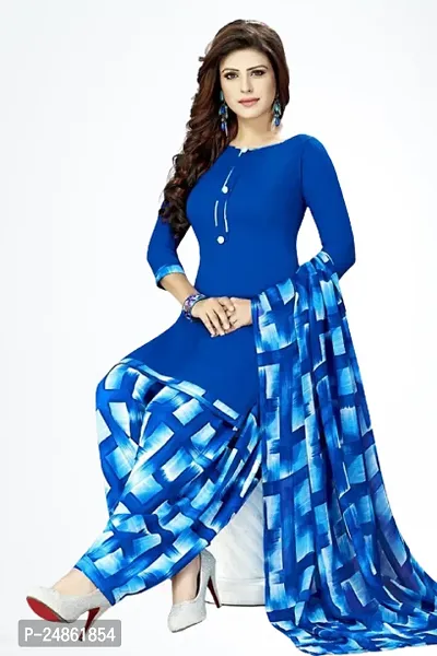 Beautiful American Crepe Printed Dress Material with Dupatta-thumb0