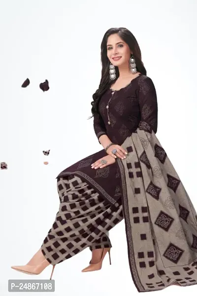 Beautiful American Crepe Printed Dress Material with Dupatta-thumb0