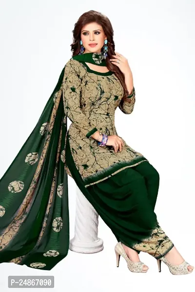 Beautiful American Crepe Printed Dress Material with Dupatta-thumb0