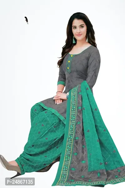 Beautiful American Crepe Printed Dress Material with Dupatta-thumb0