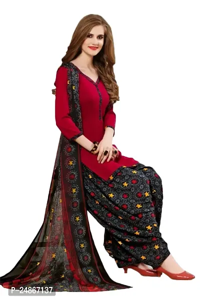 Beautiful American Crepe Printed Dress Material with Dupatta-thumb0