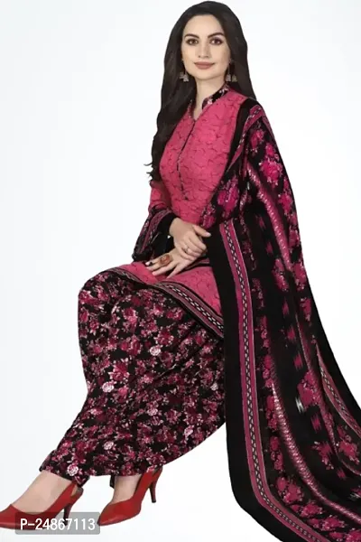 Beautiful American Crepe Printed Dress Material with Dupatta