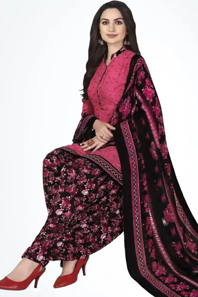 Elegant Crepe Dress Material with Dupatta For Women