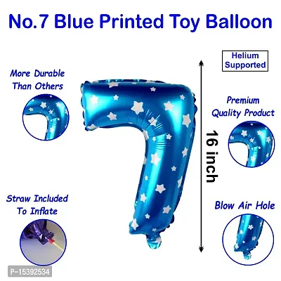 BLUE STAR PRINTED Number Foil Balloon 16 inch Birthday Foil Number Helium Balloon Party Decoration Golden Pack of 1 Year No. Balloons Birthday-thumb2