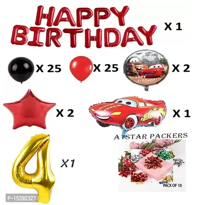 Car Theme Birthday Decoration - 79Pcs Birthday Decorations Kit For Baby Boy, Birthday Decorations kit for Boys Birthday / Birthday Decoration Kit Car Theme (4th CAR THEME)-thumb2