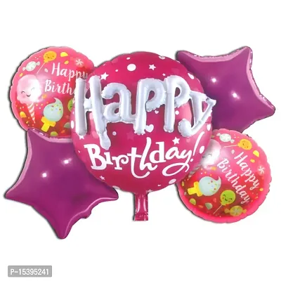 (16 Inch) Happy Birthday Letter Foil Balloon Birthday Party Supplies Decoration Happy Birthday foil Balloons (16 inch, HOT PINK 5FOIL BALLOON)