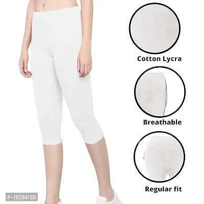 True Women's Stretch100% Pure Cotton Lycra Capri for Women |Women 3/4th Cotton Plain Capri 3/4 Capris Leggings for Women, Women's Slim Leggings-thumb3