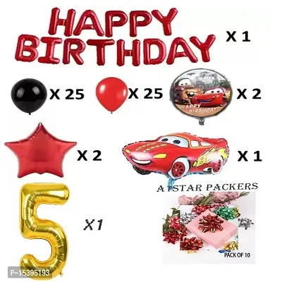 Car Theme Birthday Decoration - 79Pcs Birthday Decorations Kit For Baby Boy, Birthday Decorations kit for Boys Birthday / Birthday Decoration Kit Car Theme (5th CAR THEME)-thumb2