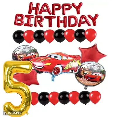 Car Theme Birthday Decoration - 79Pcs Birthday Decorations Kit For Baby Boy, Birthday Decorations kit for Boys Birthday / Birthday Decoration Kit Car Theme (5th CAR THEME)-thumb0