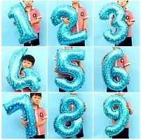 BLUE STAR PRINTED Number Foil Balloon 16 inch Birthday Foil Number Helium Balloon Party Decoration Golden Pack of 1 Year No. Balloons Birthday-thumb2