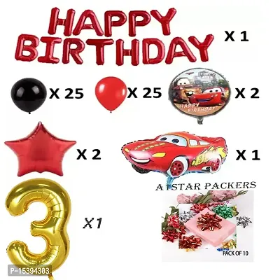 Car Theme Birthday Decoration - 79Pcs Birthday Decorations Kit For Baby Boy, Birthday Decorations kit for Boys Birthday / Birthday Decoration Kit Car Theme (3rd CAR THEME)-thumb2