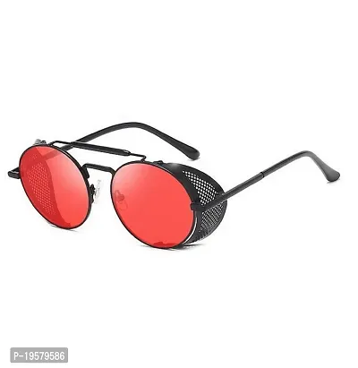 Steampunk Round Sunglasses - Black Red – Luxomish