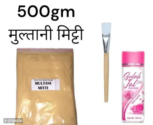 Mitti Powder 500Gm Rose Water 120Ml Combo Face And Skin Glow Pack Of 3