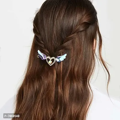 Young  Forever Rakhi Gift Friendship Day Gifts Special Austrian Crystal Hair Clip Hairpin Rhinestone Angel Wings Hair Clip Hair Accessories Wedding Hair Wear Barrette Bridal Hair Accessories for Women and Girls-thumb2