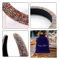 Young  Forever Rakhi Gift Friendship Day Gifts Special Rainbow Rhinestone Headbands Velvet Padded Headband Wide Sparkling Bejewelled Hairband for Women Delicate Crystal Embellished Headband Accessory for women girls-thumb4