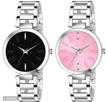 Classy Metal Analog Watches for Womens Pack of 2-thumb0