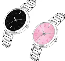 Classy Metal Analog Watches for Womens Pack of 2-thumb1