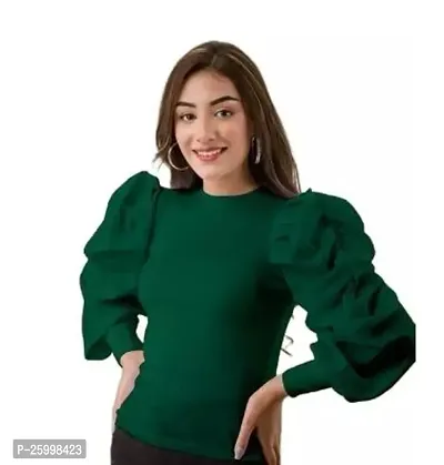 Elegant Green Cotton Blend  Top For Women
