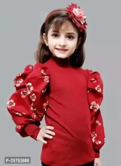 Stylish Maroon Cotton Blend Tops For Girl-thumb0