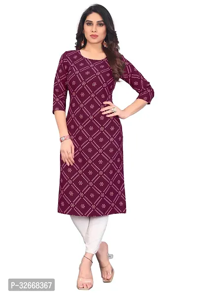 Women Stylish Printed Poly Crepe Kurta-thumb0