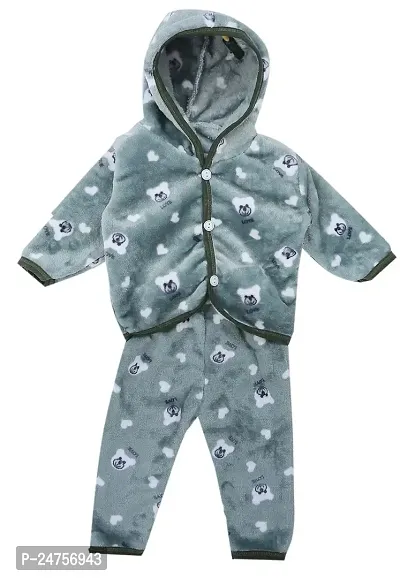 ICABLE Baby Boys/Girls Infants Shearing Velvet Full Sleeves Hooded Winter Wear Baba Suit/Night Suit/Baby Set