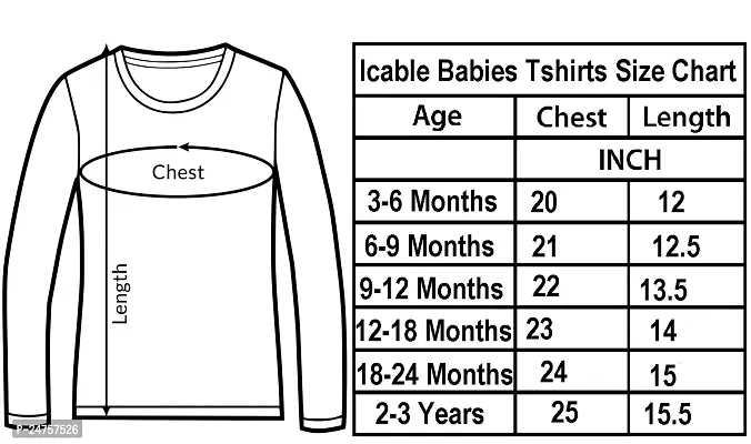 ICABLE Baby Girls/Boys Cotton Plain Full Sleeves T-Shirts-thumb3