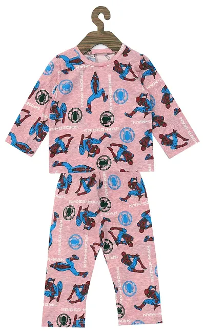 ICABLE Baby Boys Cotton Cartoon Print Night Suit Tshirt and Pyjama Set