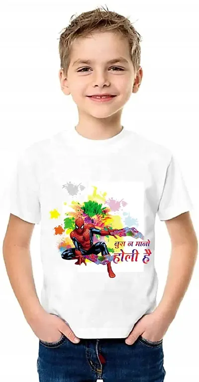 ICABLE Boys Happy Holi Dry Fit Printed Half Sleeves T-Shirts