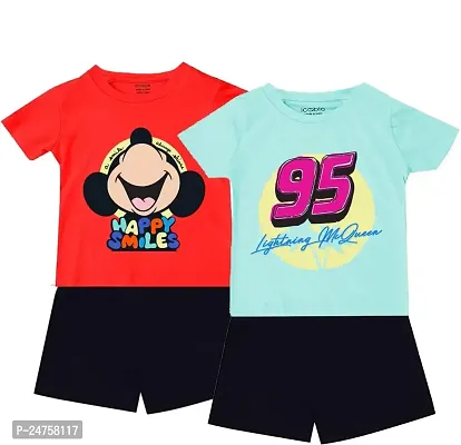 ICABLE Disney Boys Summer Suits Printed Cotton Blend Tshirt  Shorts Set