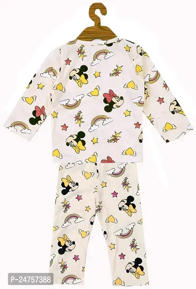 ICABLE Baby Girls Cotton Cartoon Print Night Suit Top and Pyjama Set-thumb3