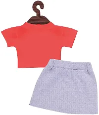 ICABLE Girls Cotton Cute Printed Crop Top and Skirt Set-thumb1