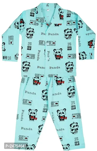 ICABLE Baby Boys and Girls Cotton Cartoon Print Night Suit/Night Wear Shirt and Pyjama Set-thumb0