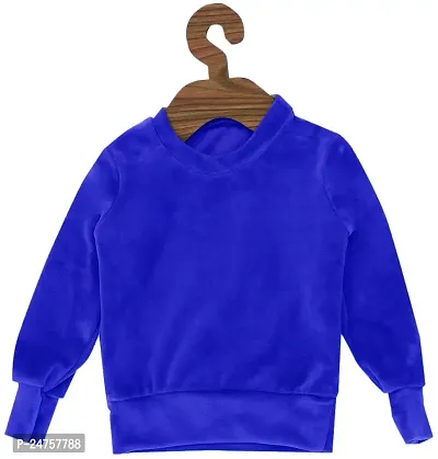 Icable Unisex Baby Girl/Boys Full Sleeves Plain Super Soft Velvet Sweatshirt Made in India