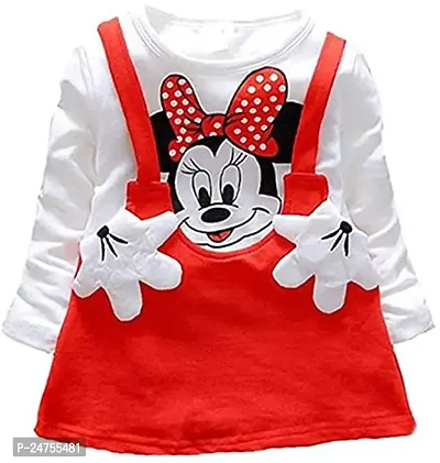 ICABLE Disney Baby Girls Midi Length Pure Cotton Minnie Dress Made in India (MINNIERED, 2-3 Years)