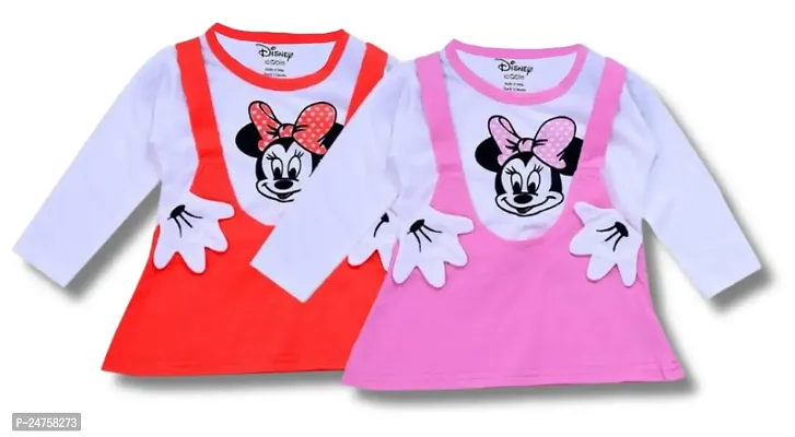 ICABLE Disney Baby Girls Midi Length Cotton Blend Minnie Dress Made in India, Official Merchandise-thumb0