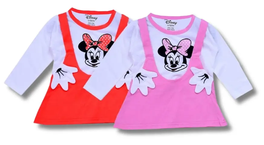ICABLE Disney Baby Girls Midi Length Cotton Blend Minnie Dress Made in India, Official Merchandise
