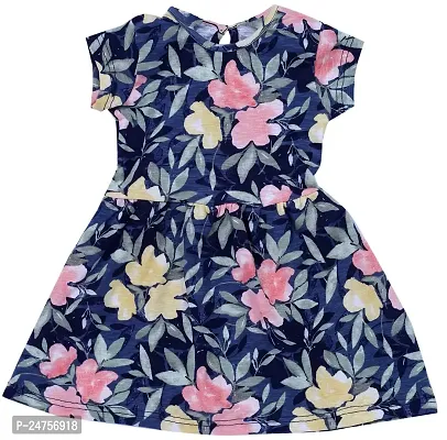 ICABLE Girls Printed Knee Length Frock Pure Cotton Made in India-thumb0