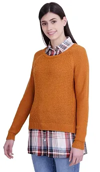 ICABLE Women's Wool Collared Neck Sweater-thumb1
