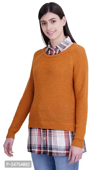 ICABLE Women's Wool Collared Neck Sweater-thumb2